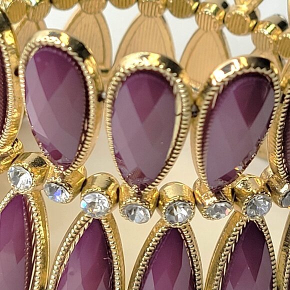 Women's Purple Stretch Cuff Bracelet Wide Large Cuffs - Picture 6 of 10